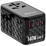 Verbatim Adapter podróżny EU/UK/US GaNUSB-A/3xUSB-C PD 140W UTA-10