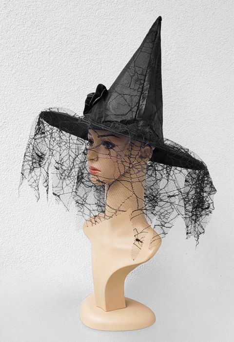 Kapelusz czarownicy z woalką Nowy