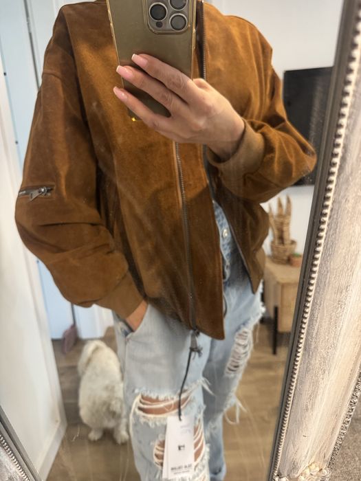 Kurka bomberka viral ruda brązowa zamsz oversize M/L