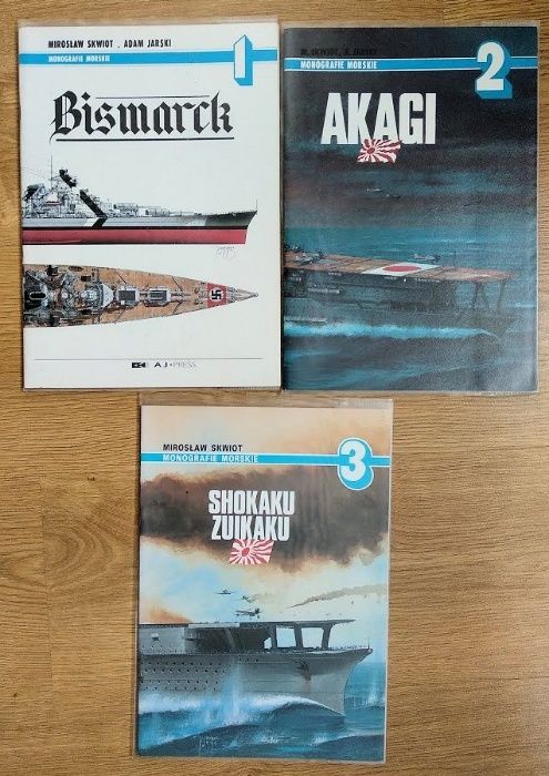 3 szt. Monografie Morskie AJ-Press Bismarck Akagi Shokaku Zuikaku