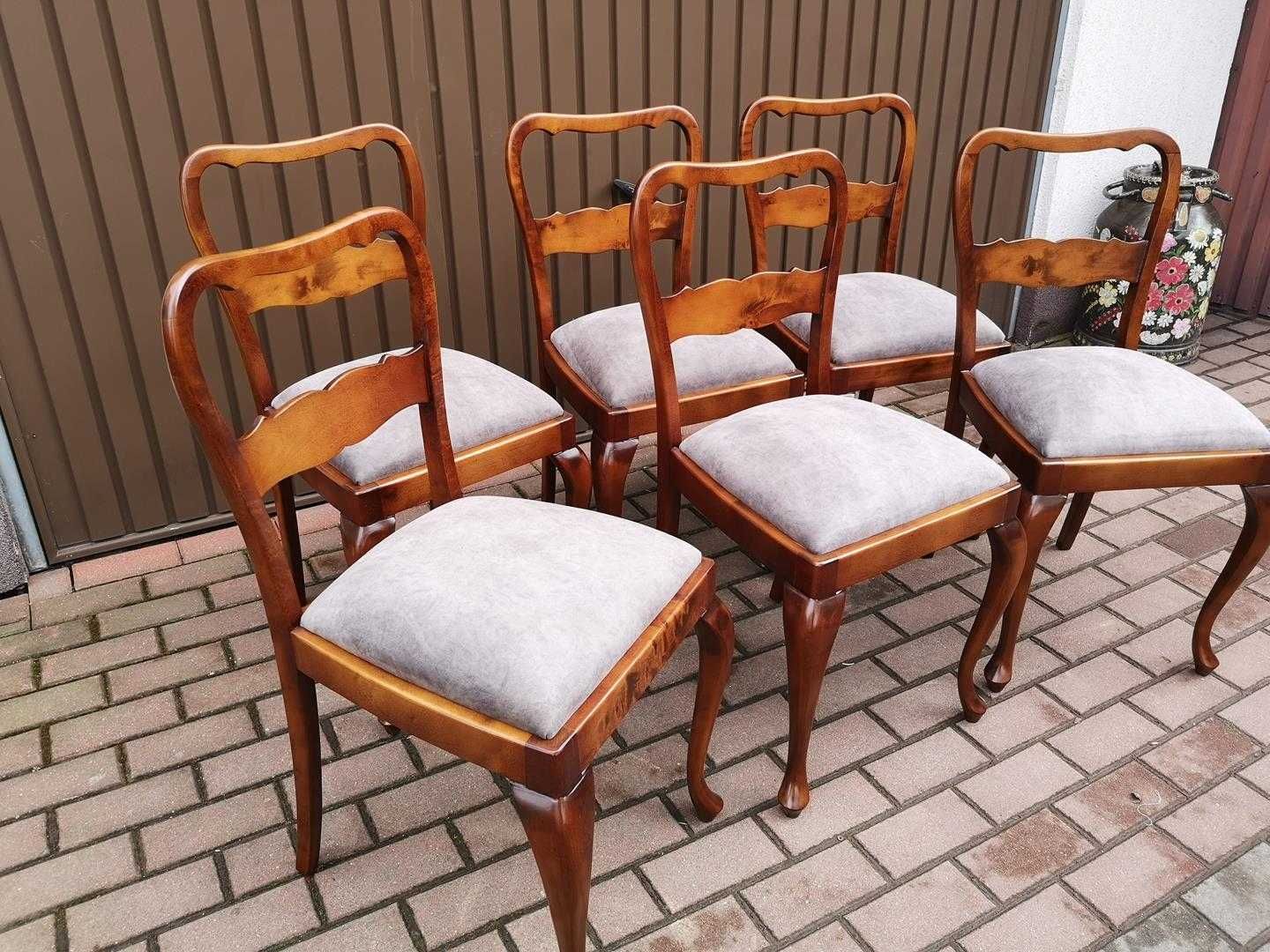 Krzesła Stare Antyk ART-DECO Komplet 6 Sztuk Po Renowacji.
