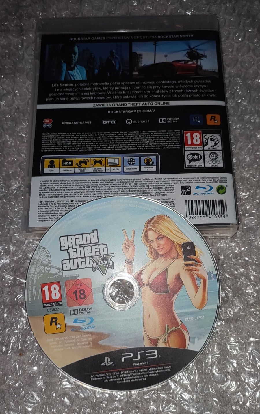 Płyta z grą Grand Theft Auto V (GTA V 5) Sony  Playstation 3 +PS3 orig