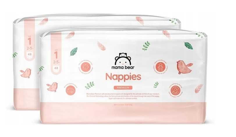 Pieluszki Mama Bear nappies rozmiar1  2-5 kg 48 szt. 2 paczki