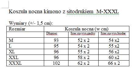 Koszula nocna kimono z sitodrukiem  roz.M