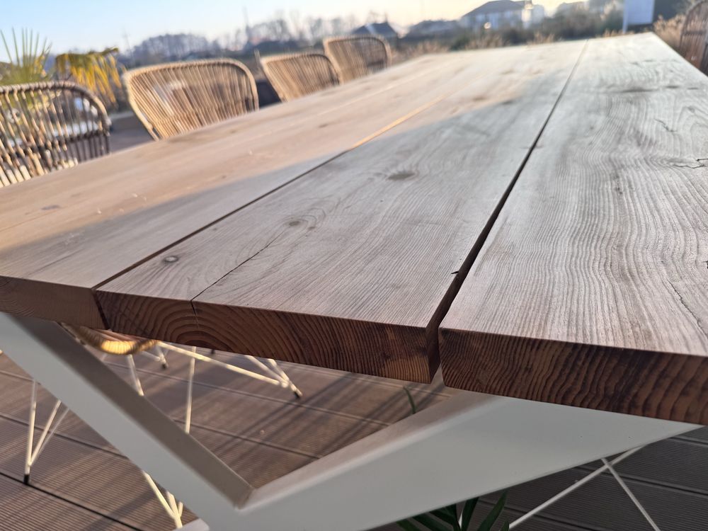 Stół z litego drewna ogród jadalnia 240x110 białe nogi