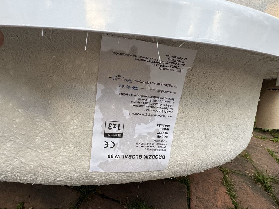 Brodzik prysznicowy półokrągły Durasan 90x90x30 z obudową - Nowy