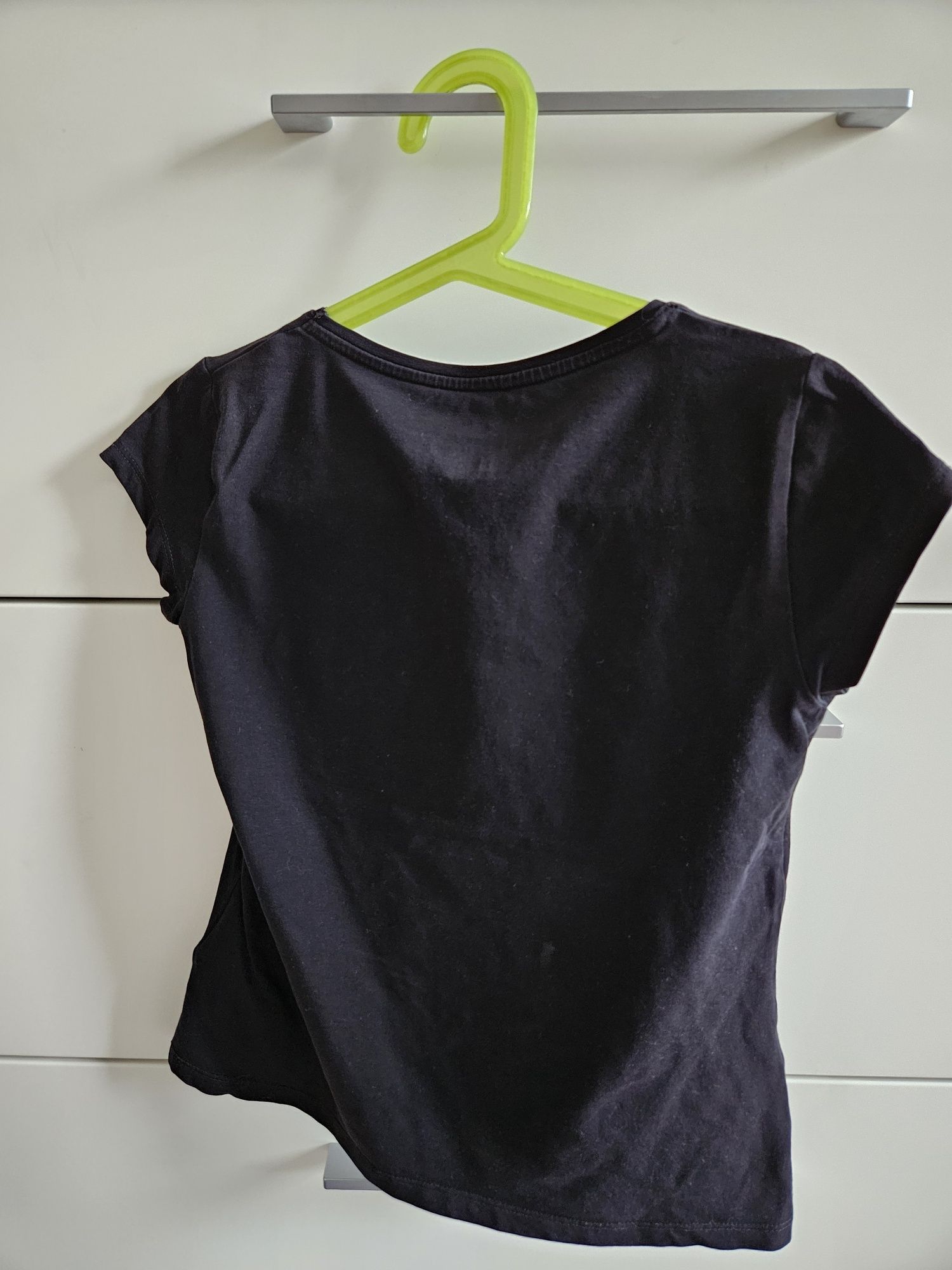 Czarny t-shirt hm h&majo basic 134/140, na 9-10 lat