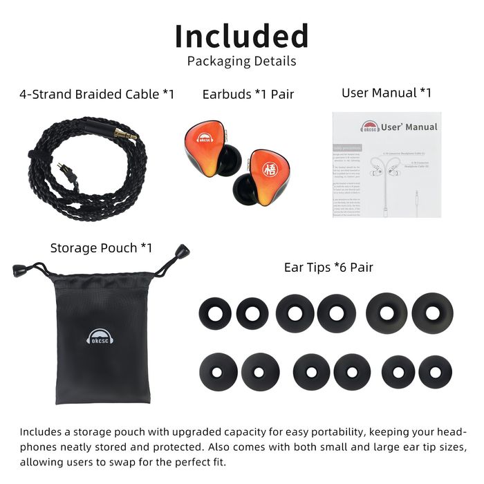 Новинка! Hi-Fi навушники OKCSC Elongz, DD 10.2 mm., orange, +ПОДАРУНОК