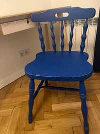Krzesło drewniane stylowe odnowione niebieskie