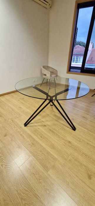 Mesa Tenerife 120Dx75CM redonda, tampo de vidro