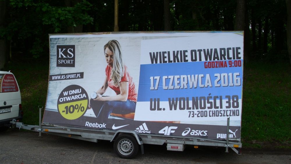 Reklama mobilna, przyczepa reklamowa, mobilny billboard Gorzów Wlkp.