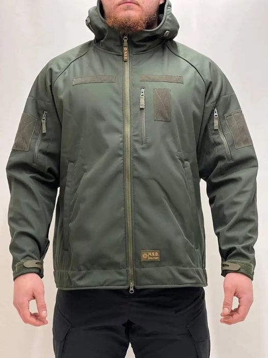 Тактична тепла куртка на флісі Softshell олива бушлат софтшел парка