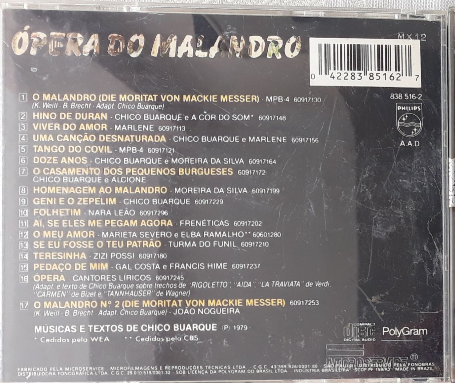 CD Chico Buarque - Ópera do Malandro (Raridade)