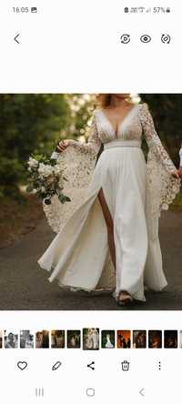 Suknia ślubna z koronkowym rękawem