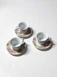 Conjunto 3 chávenas café pires ceramica flores rosa