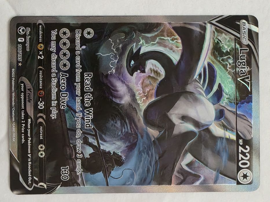 Lugia V 186/195 – oryginalna karta Pokémon, stan jak na zdjęciu