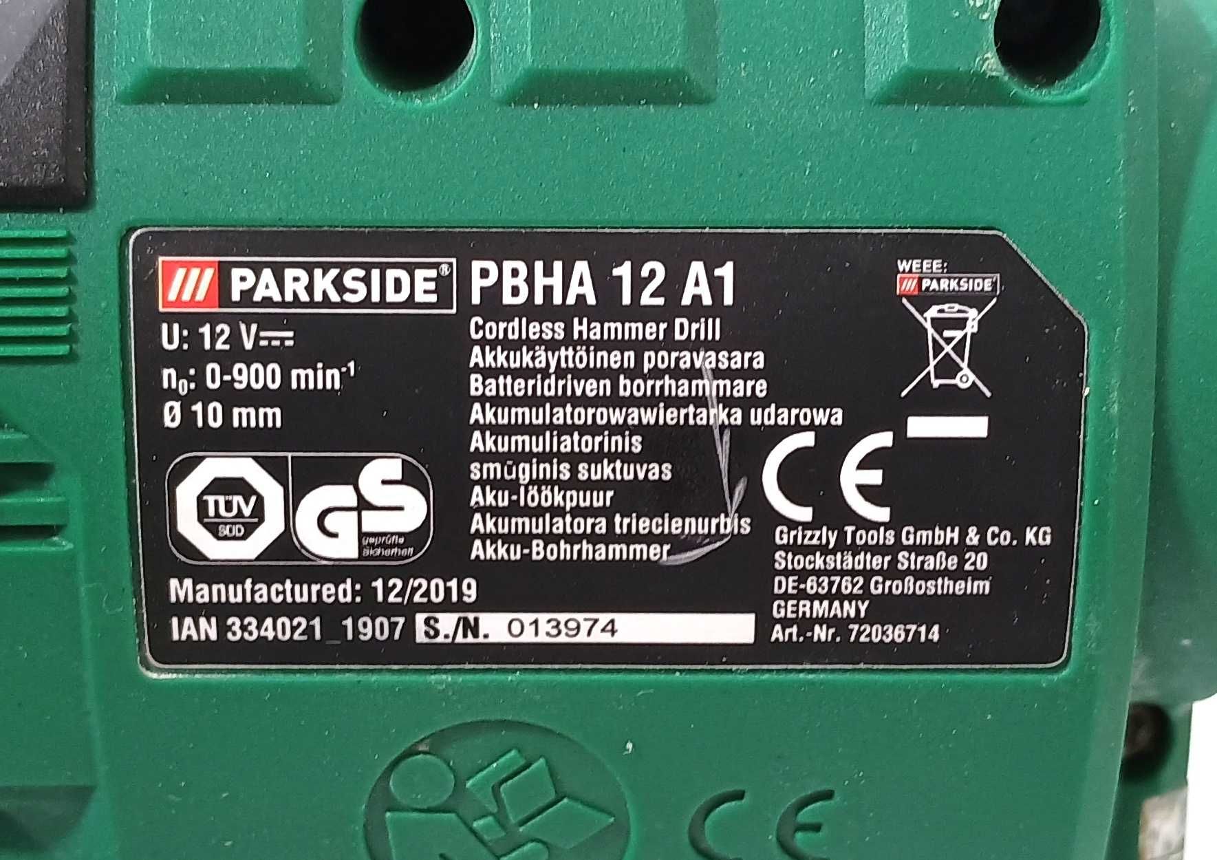 Wiertarka PARKSIDE PBHA 12 A1 Komplet Akumulator/Walizka/Ładowarka