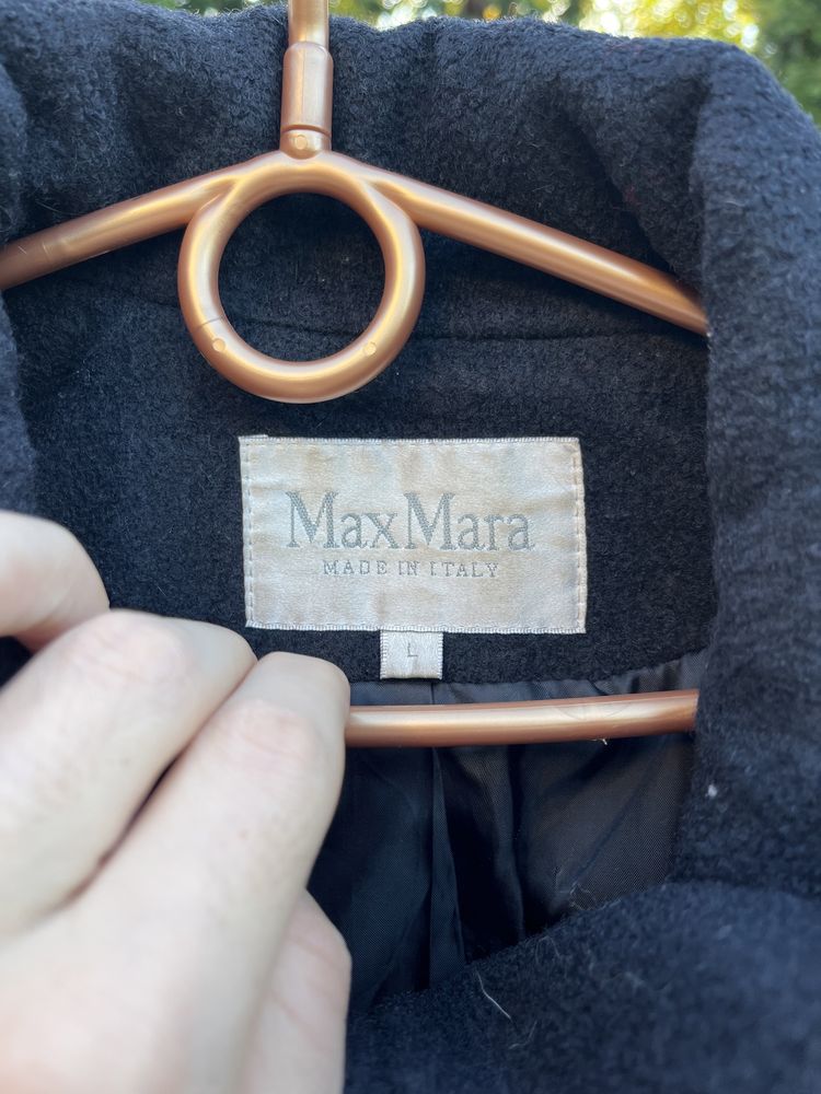 Dwurzędowy Czarny Płaszcz Trencz Max Mara