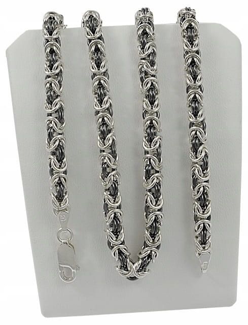 Srebrny Łańcuszek Splot Królewski 4,50 mm Oksydowany pr 925 Grawer