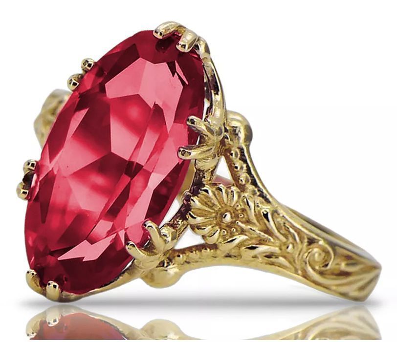 18k żółte złoto Rubin Pierścionek Vintage Biżuteria vrc084y Wrocław