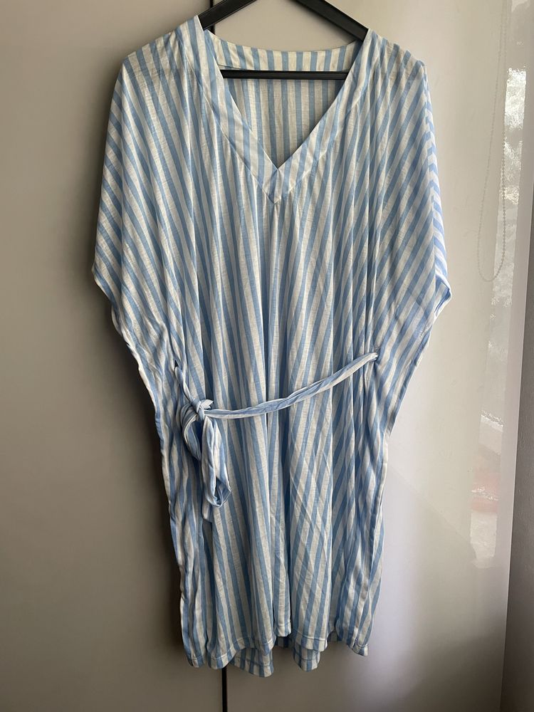 Sukienka letnia narzutka plażowa h&m w paski