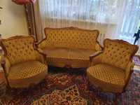Komplet wypoczynkowy, styl ludwikowski- 2 fotele, kanapa