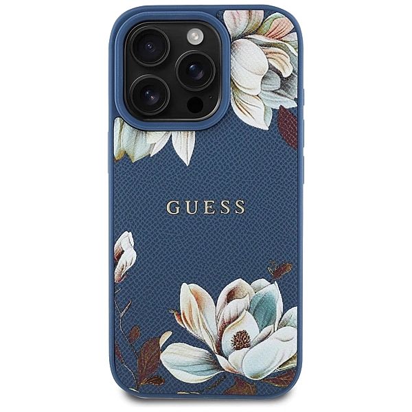 Etui Guess Grained Printed Flower Pattern MagSafe do iPhone 16 Pro Max