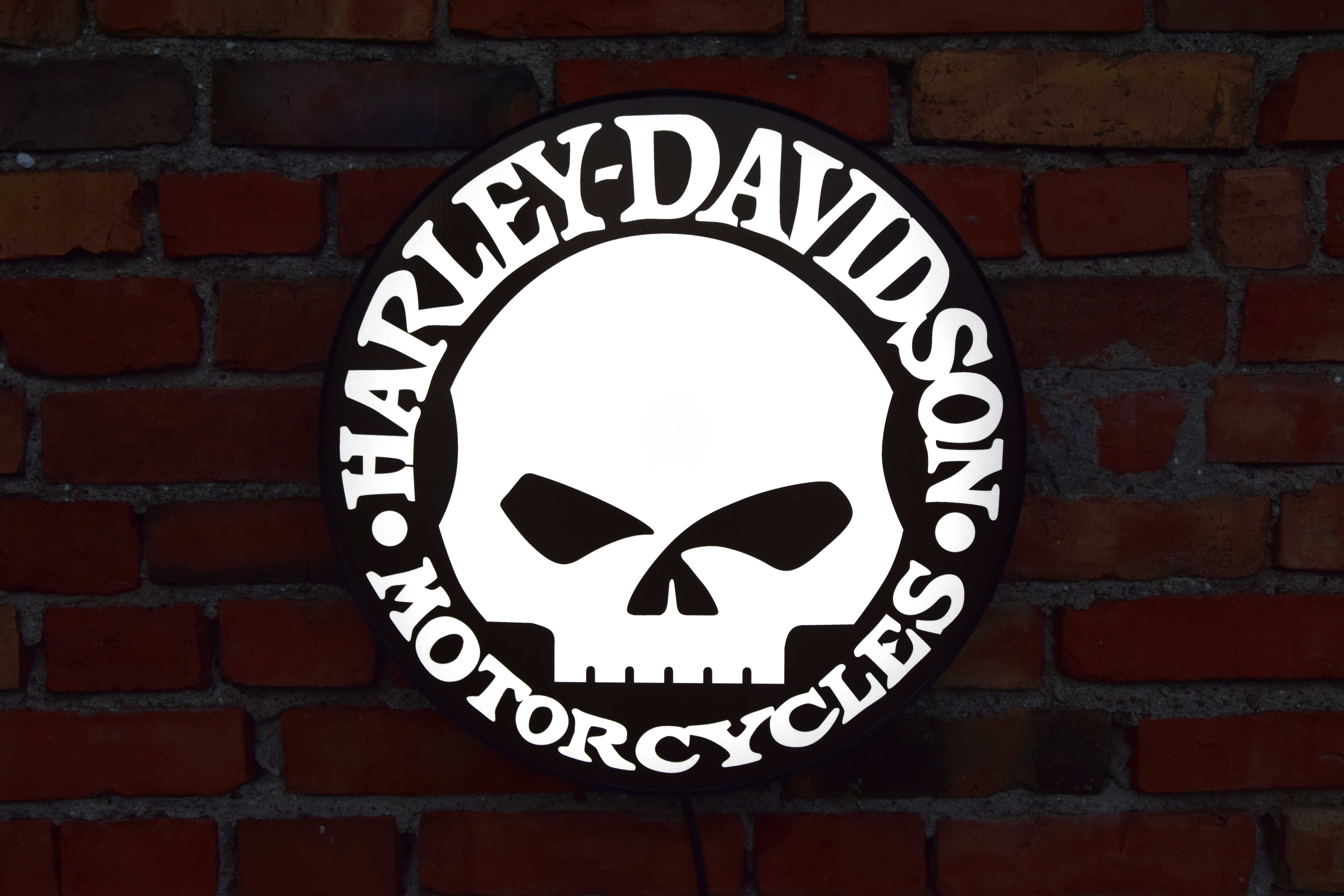 Szyld podświetlany HARLEY-DAVIDSON, Logo 3D, Neon LED, Reklama