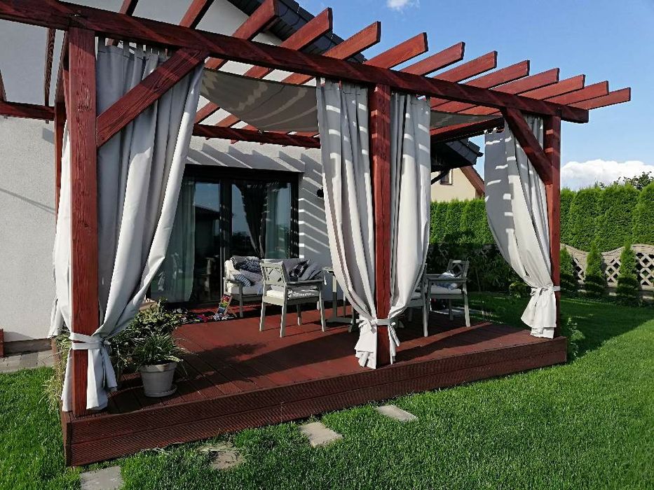 Zasłony tarasowe, zewnętrzne, ogrodowe.