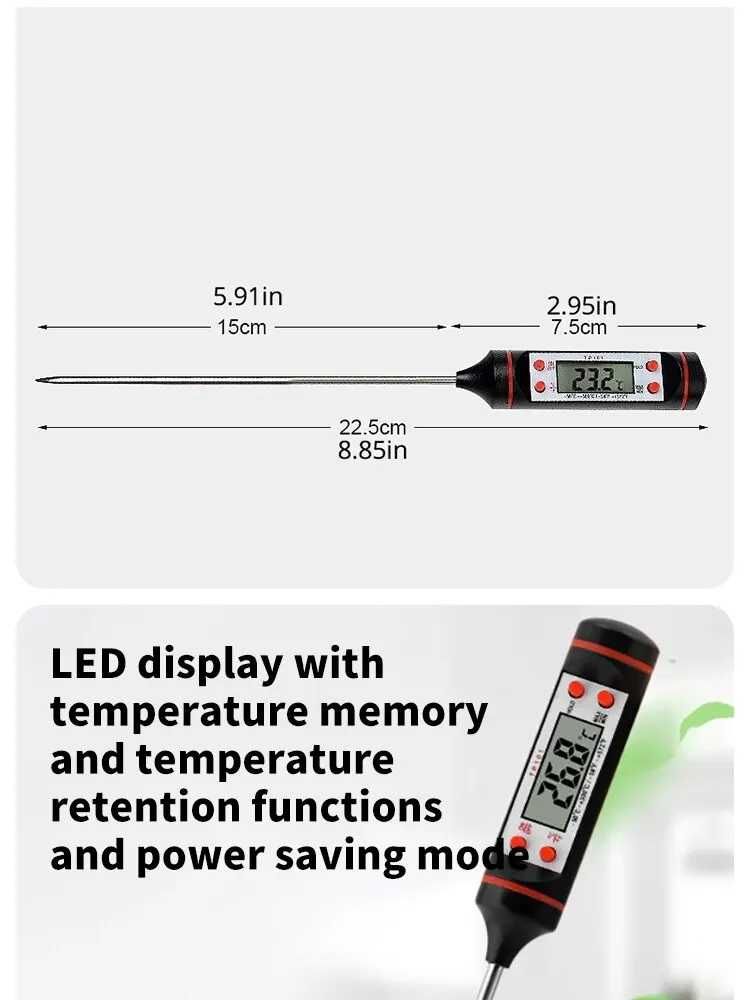 Termometr kuchenny cyfrowy LCD. w kolorze białym