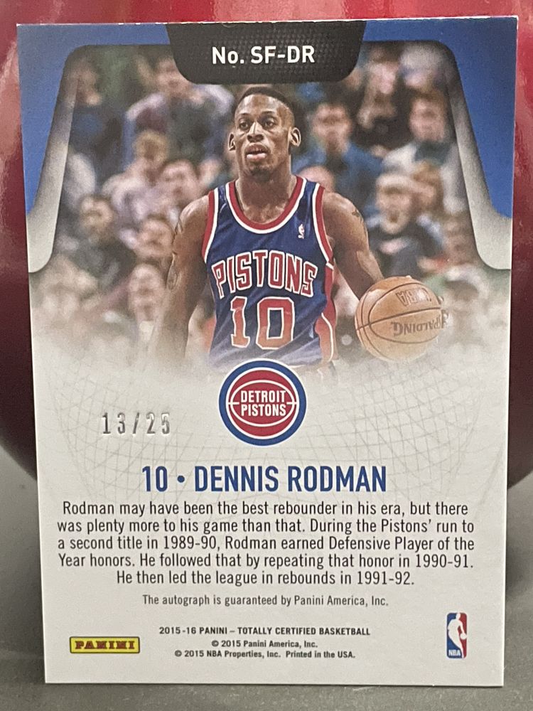 Dennis Rodman karta NBA z autografem limit do 25 Detroit Pistons