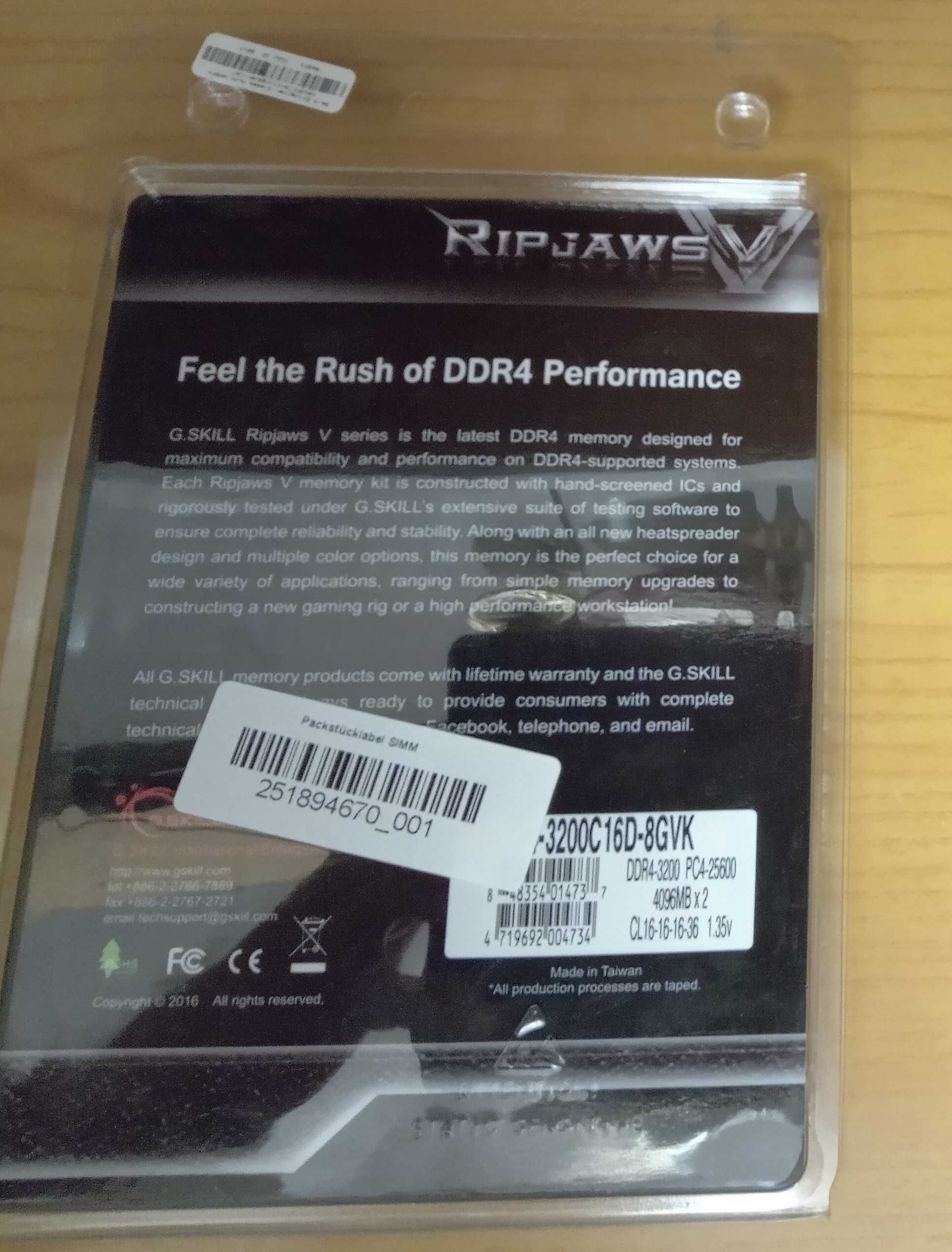 Pamięć RAM G.Skill Ripjaws V DDR4 3200MHZ 2x4GB [8GB]