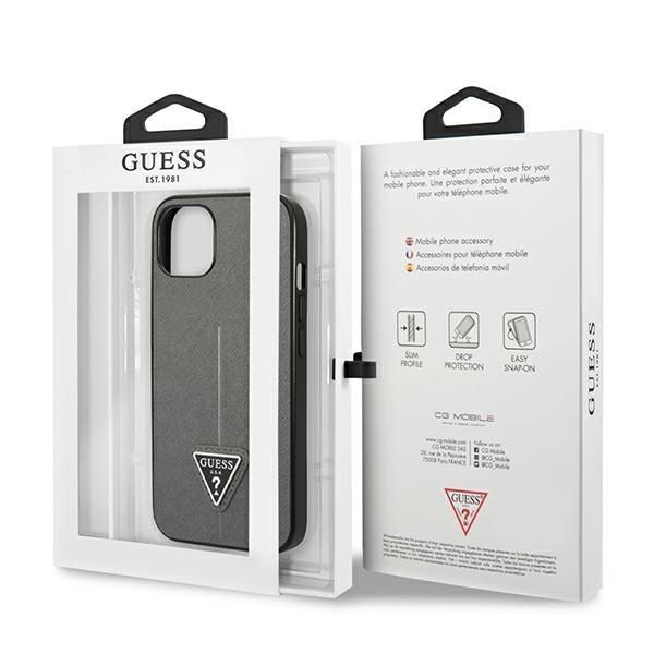 Etui Guess SaffianoTriangle iPhone 14 Plus/15 Plus Srebrne