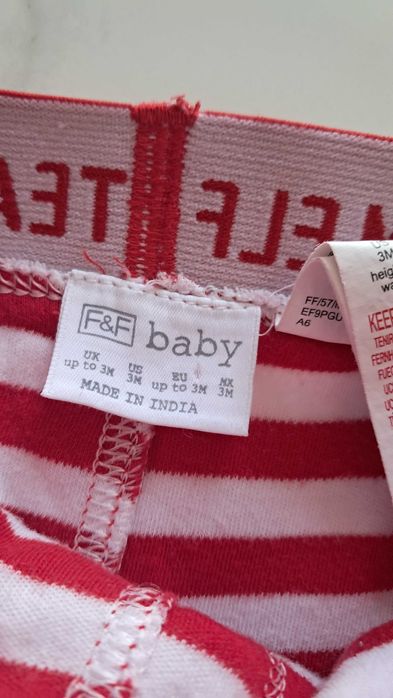 Leginsy niemowlęce materiałowe elf paski paseczki F&F