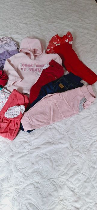 Zestaw ubranek ubrań dla dziewczynki paczka paka 9-12mc  74-80cm