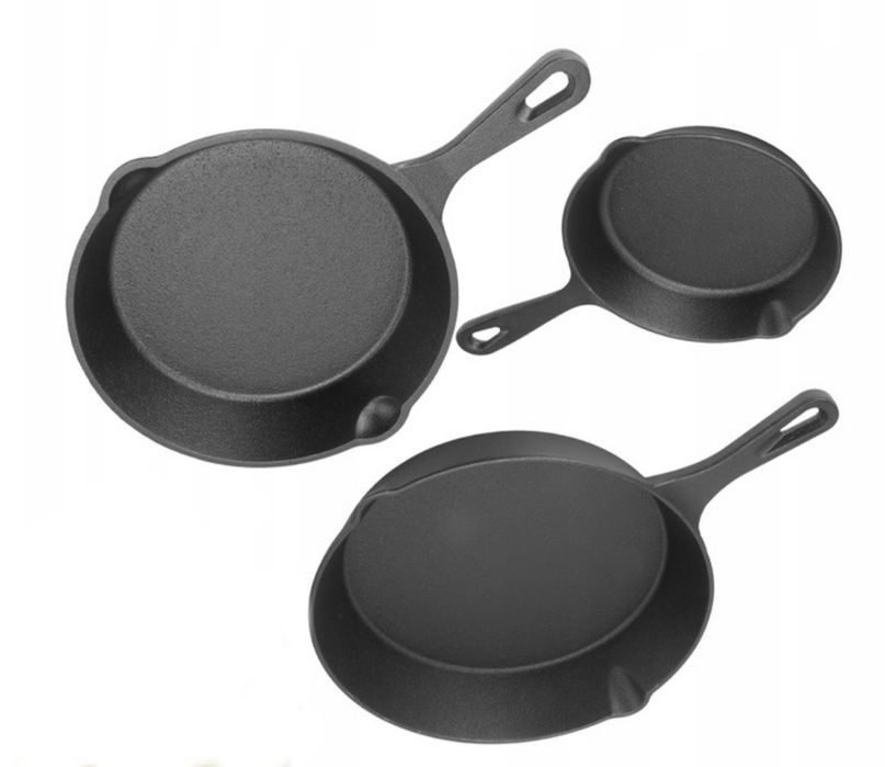 Patelnia żeliwna zestaw 3-szt 17cm21cm27cm