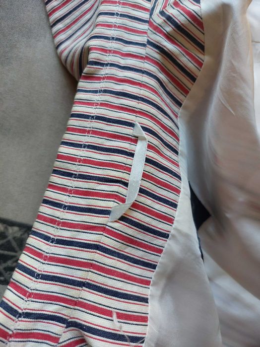 letnia marynarska elegancka jasna marynarka retro w paski navy naval