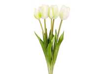 Tulipan sztuczny tulipany silikonowe bukiet 5 sztuk BIAŁE 44cm