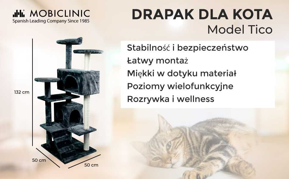 Mobiclinic wieża drapak domek dla kota Tico duży do wspinania do 10 kg