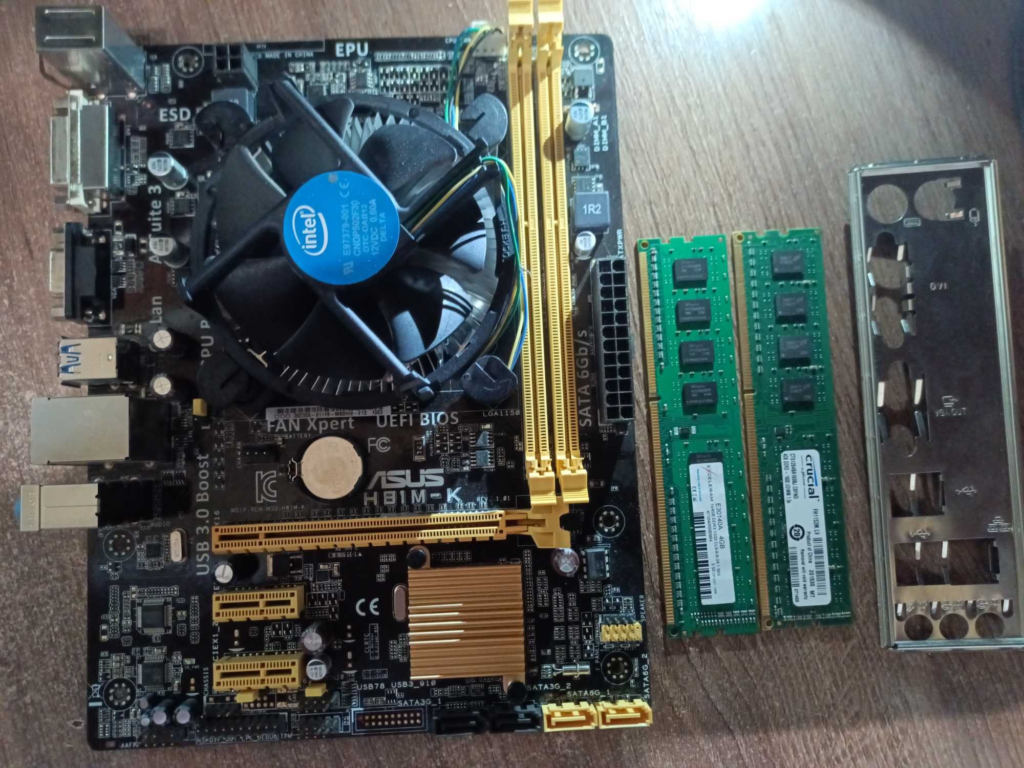 Материнская плата Asus H81M-K + i3-4170 3.70GHz + 8гб 4*2 ОЗУ