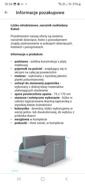 Rozkładana sofa fotel