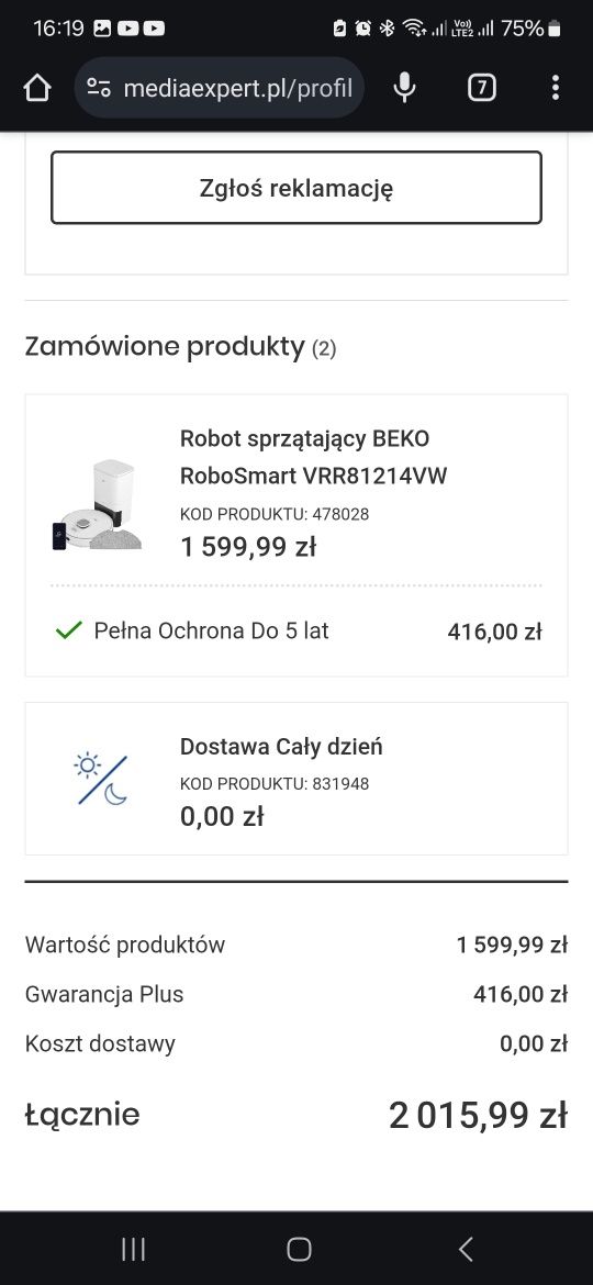 BEKO RoboSmart VRR81214VW 4 lata gwarancji