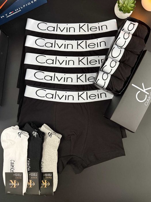 Мужские трусы Calvin klein White. Чорні боксери з білою резинкою