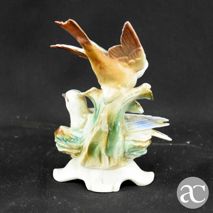 Grupo escultório de pássaros, porcelana alemã PM&M