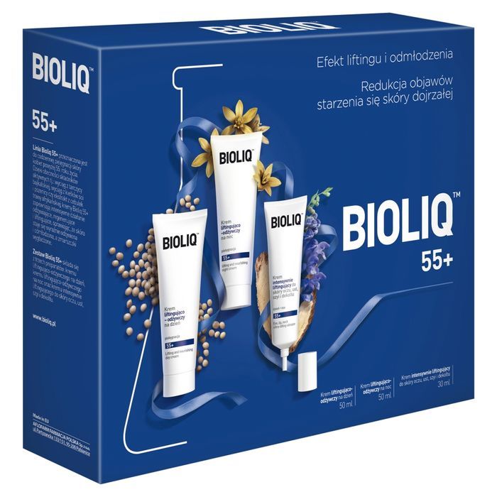 BIOLIQ 55+ kremy intensywnie liftingujące do skóry oczu ust szyi