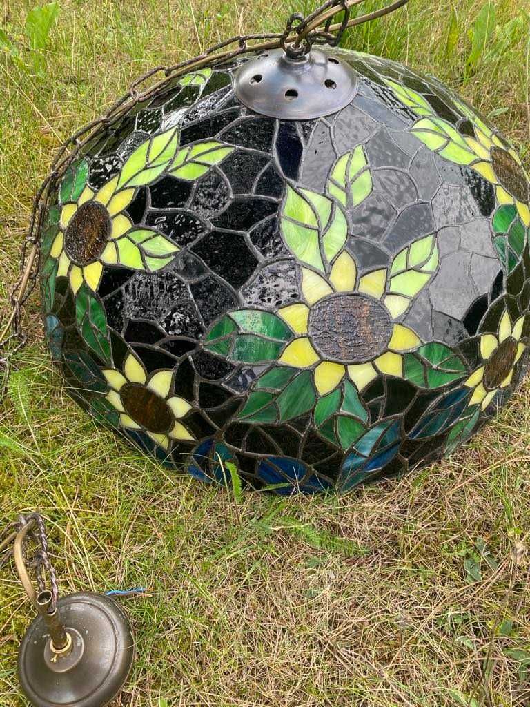 Komplet dwóch oryginalnych, dużych lamp witrażowych