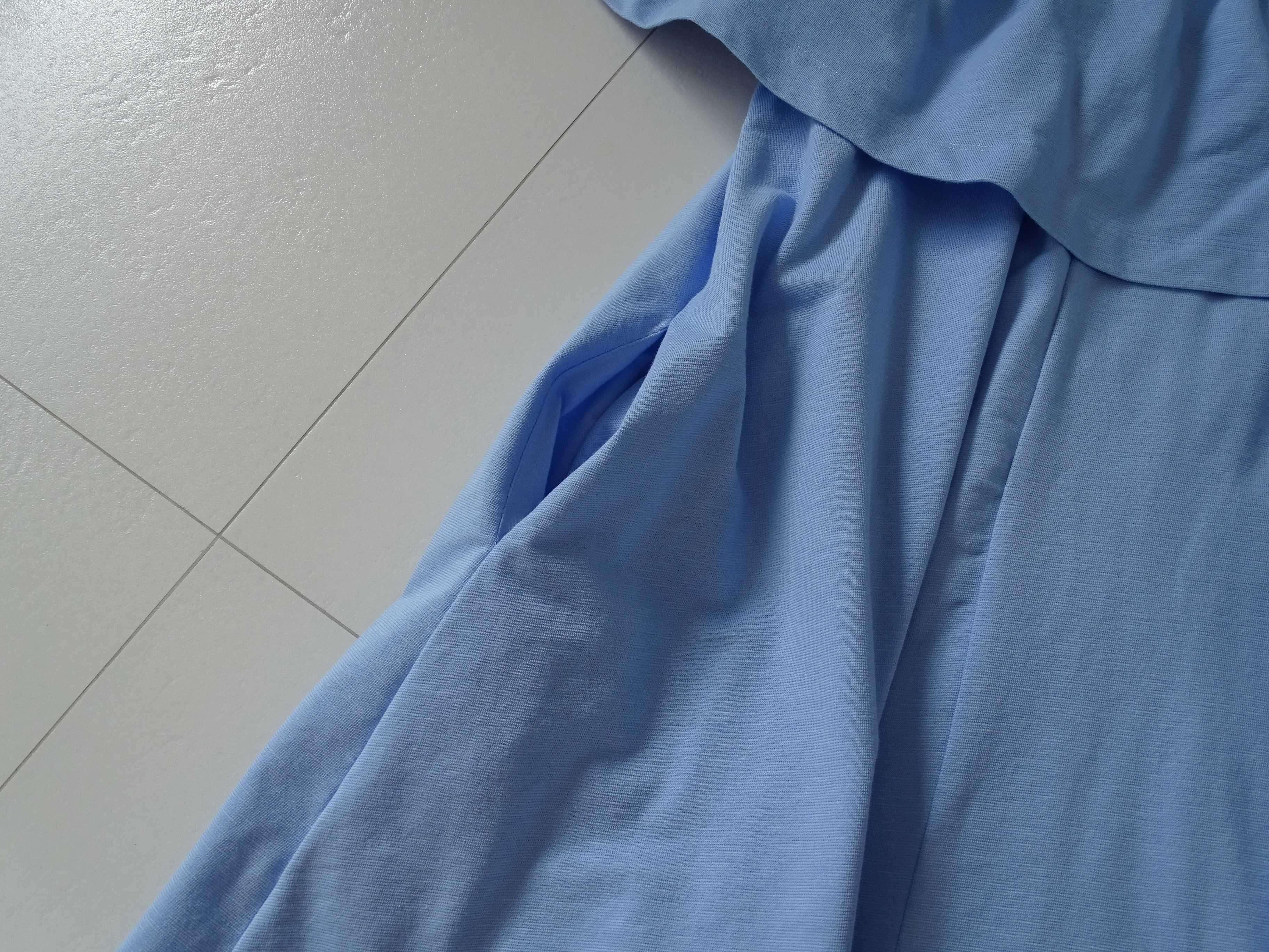 Sukienka z odkrytymi ramionami H&M rozm.38 błękitna