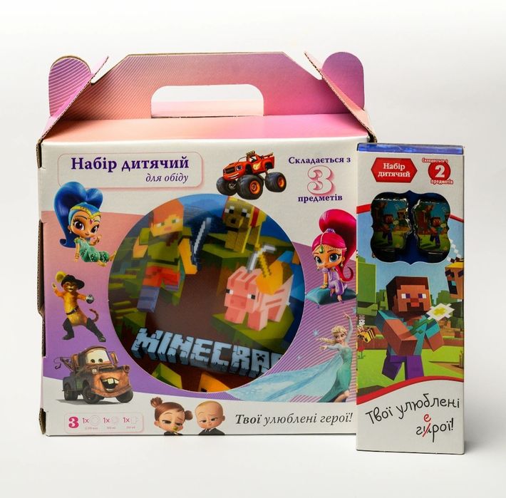 Дитячий набір посуду зі склокераміки (Майнкрафт)