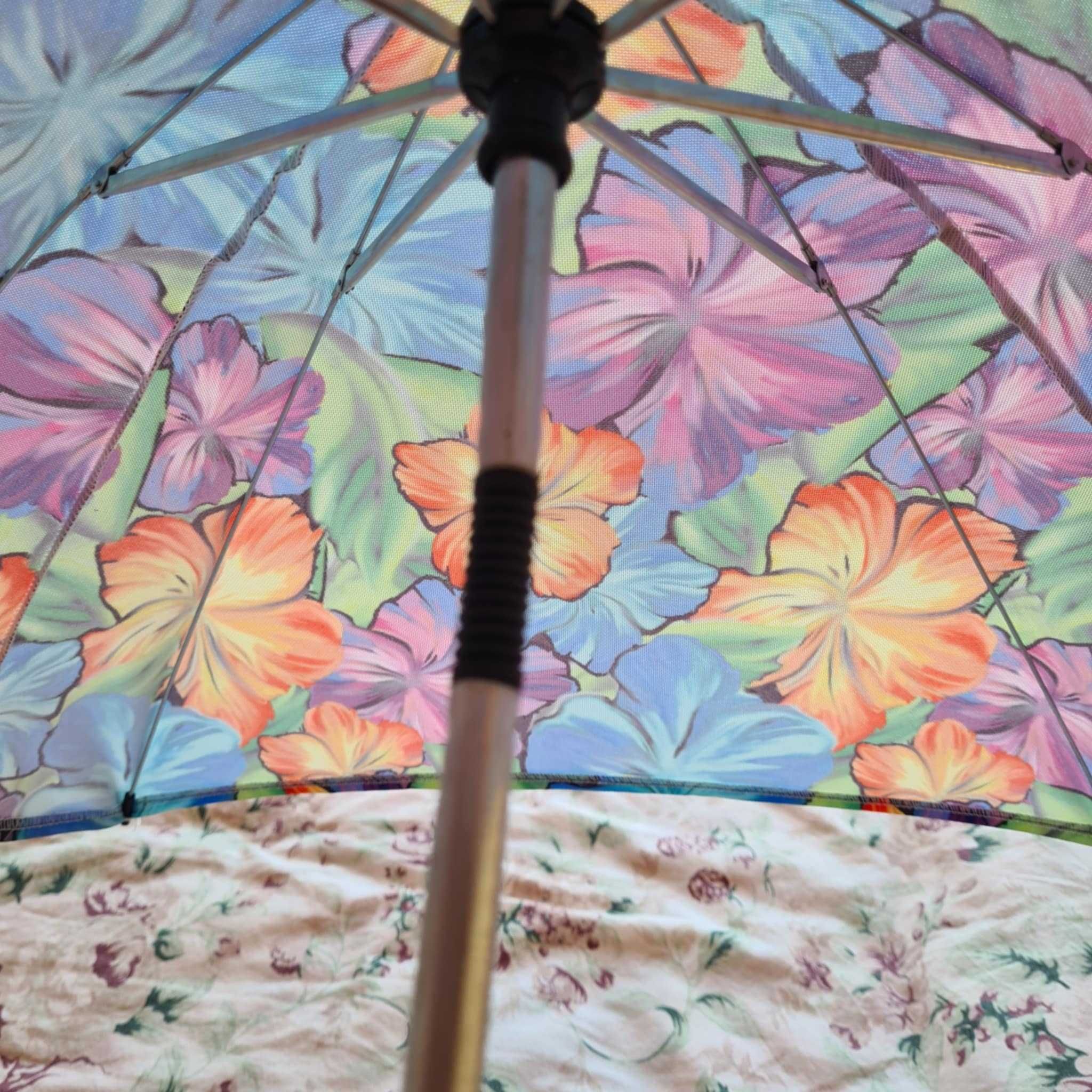 Parasol parasolka do wózka kolorowa w kwiaty piękny wzór niespotykany