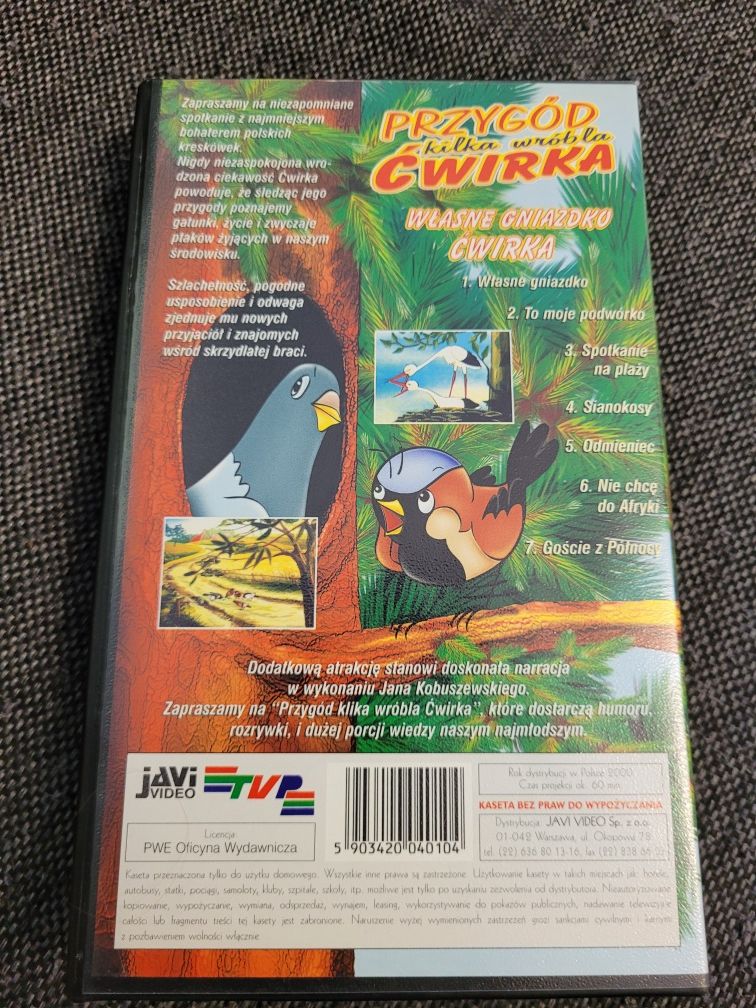Kaseta VHS Przygód kilka wróbla Ćwirka - Własne gniazdko Ćwirka